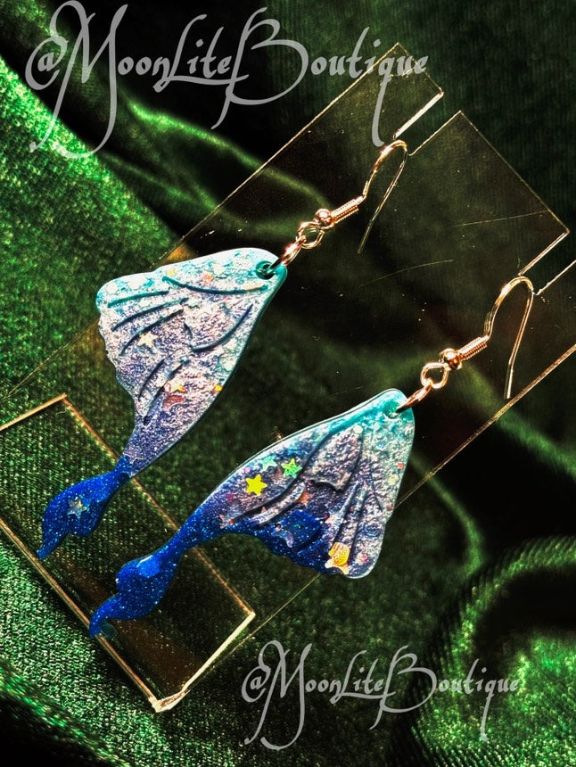 Light Blue & Dark Blue Butterfly wing Earrings