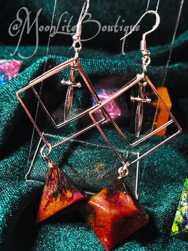 Lava Dagger Dice Earrings