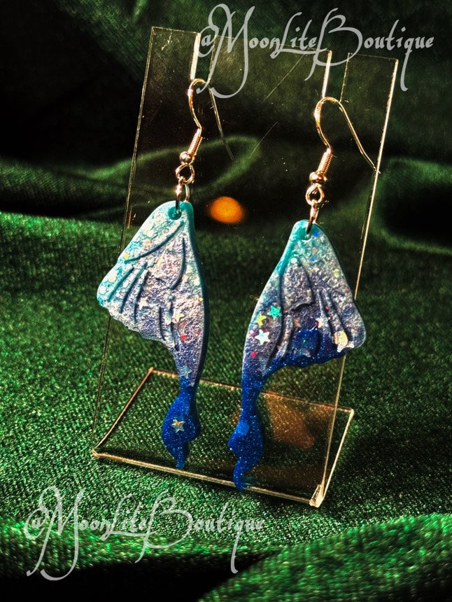 Light Blue & Dark Blue Butterfly wing Earrings