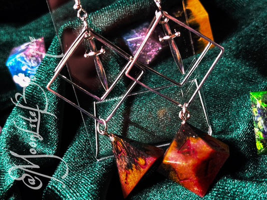 Lava Dagger Dice Earrings