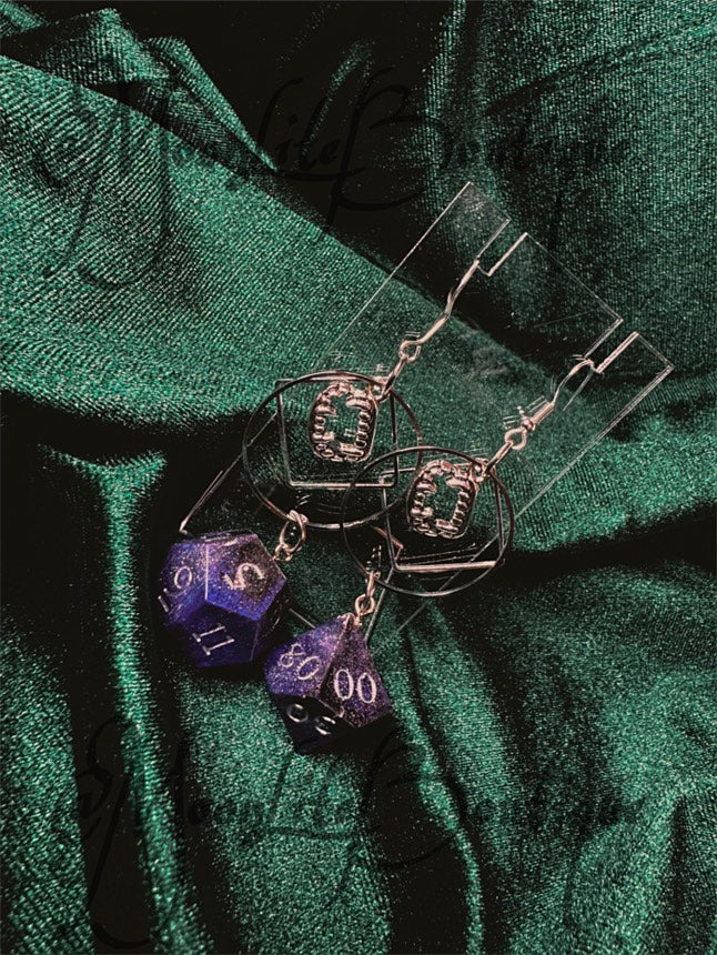 Purple Vampire Dice Earrings