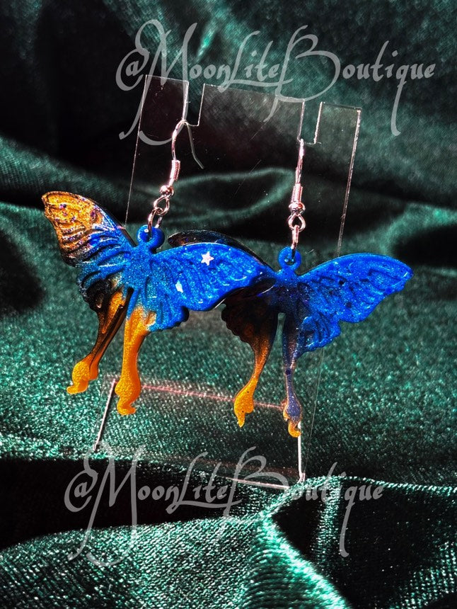 Blue and Gold Butterfly Earrings