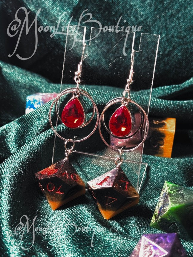 Lava Ruby Dice Earrings