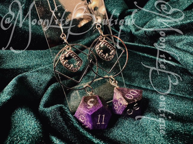 Purple Vampire Dice Earrings