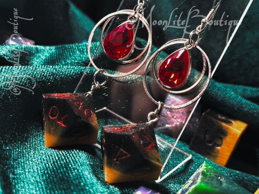 Lava Ruby Dice Earrings