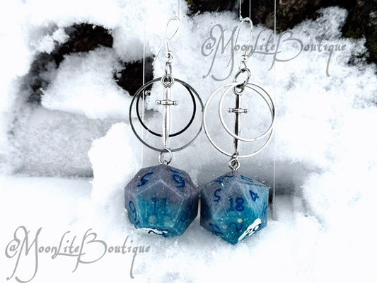 Blue & Purple Dice Earrings