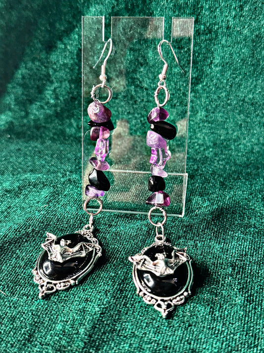 Purple Bat Earrings