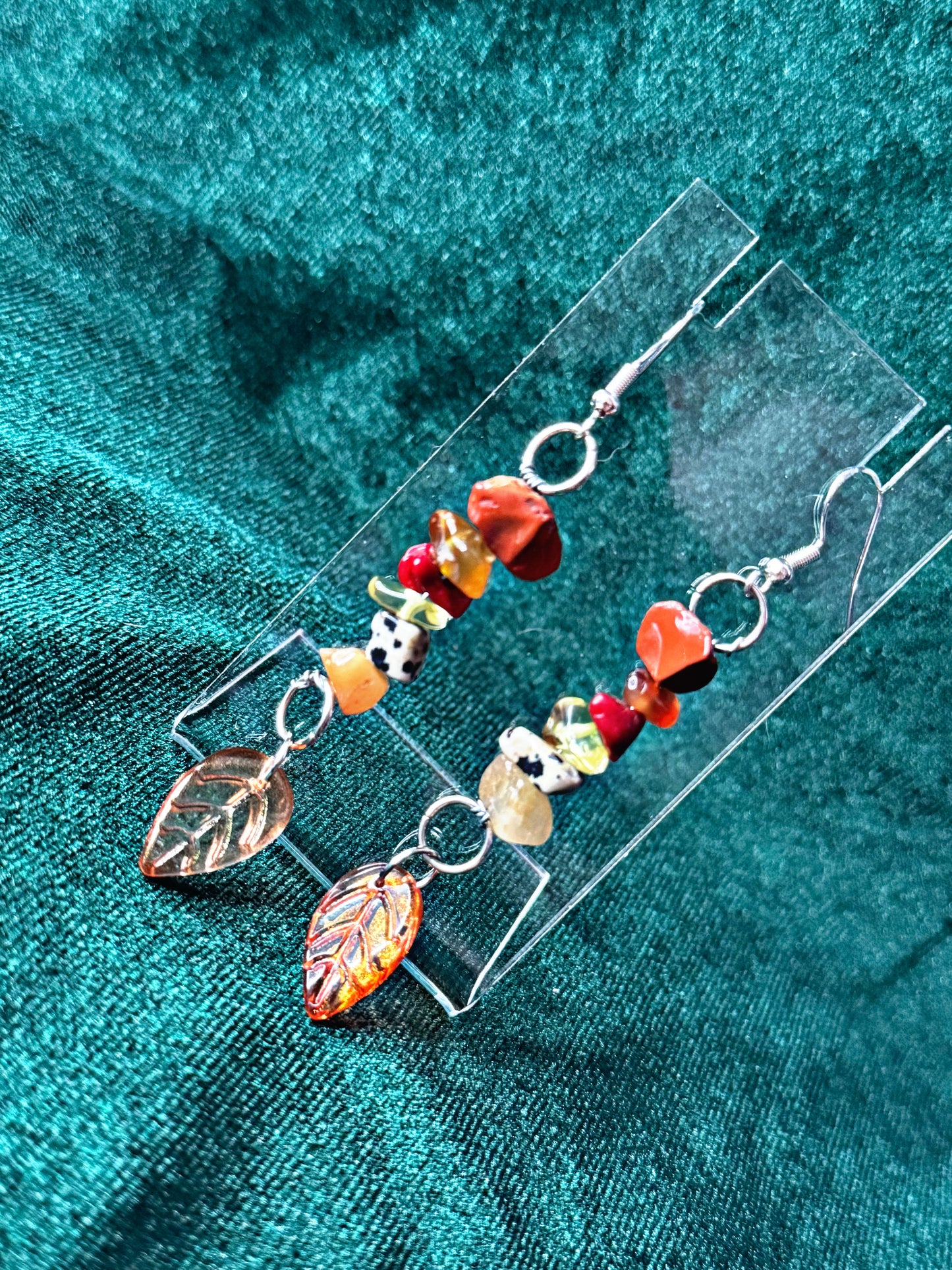 Orange Leaf Earrings